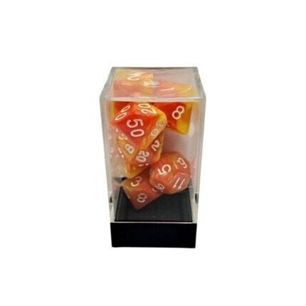Dual Red-Yellow/White Polyhedral 7-Die Set