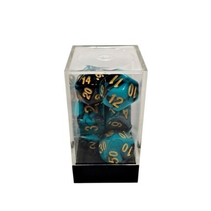 Dual Blue-Black/Gold Polyhedral 7-Die Set