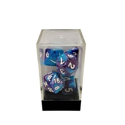 Dual Blue-Purple/White Polyhedral 7-Die Set