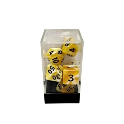 Dual Yellow-White/Black Polyhedral 7-Die Set