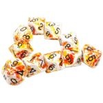 Chessex Brush Sunrise/Black Set of Ten D10 Dice